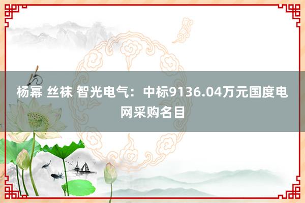 杨幂 丝袜 智光电气：中标9136.04万元国度电网采购名目
