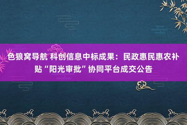 色狼窝导航 科创信息中标成果：民政惠民惠农补贴“阳光审批”协同平台成交公告