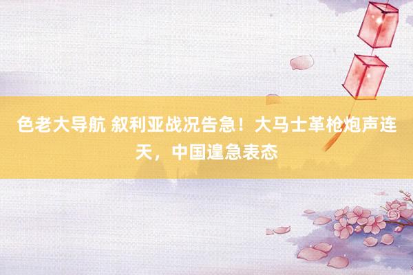 色老大导航 叙利亚战况告急！大马士革枪炮声连天，中国遑急表态