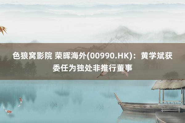色狼窝影院 荣晖海外(00990.HK)：黄学斌获委任为独处非推行董事