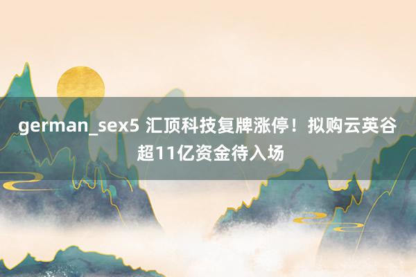 german_sex5 汇顶科技复牌涨停！拟购云英谷 超11亿资金待入场
