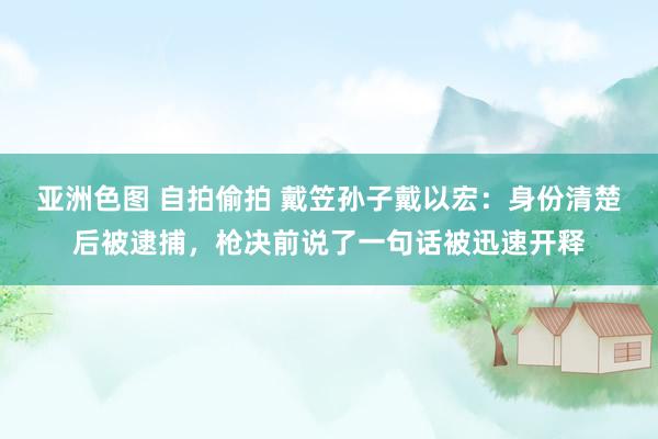 亚洲色图 自拍偷拍 戴笠孙子戴以宏：身份清楚后被逮捕，枪决前说了一句话被迅速开释