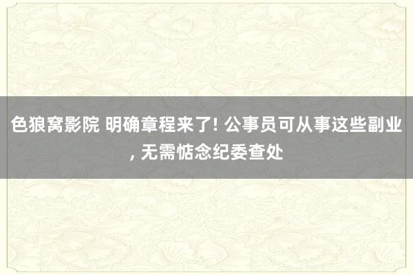色狼窝影院 明确章程来了! 公事员可从事这些副业， 无需惦念纪委查处
