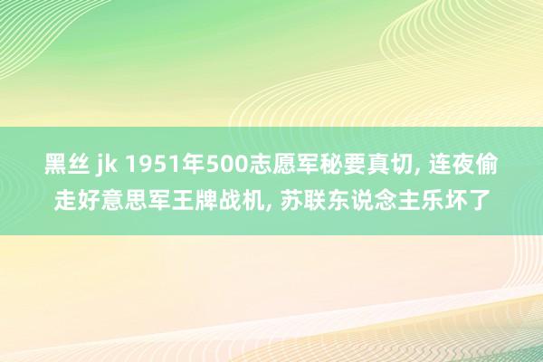 黑丝 jk 1951年500志愿军秘要真切， 连夜偷走好意思军王牌战机， 苏联东说念主乐坏了