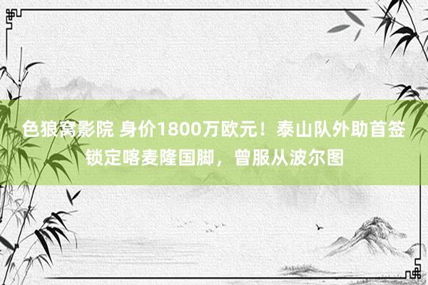 色狼窝影院 身价1800万欧元！泰山队外助首签锁定喀麦隆国脚，曾服从波尔图
