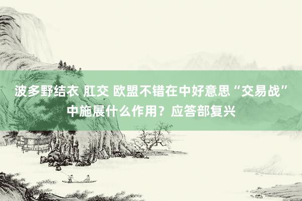 波多野结衣 肛交 欧盟不错在中好意思“交易战”中施展什么作用？应答部复兴